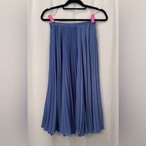 Polo Ralph Lauren Blue Pleated Midi Skirt Size 4 Elastic Waist
